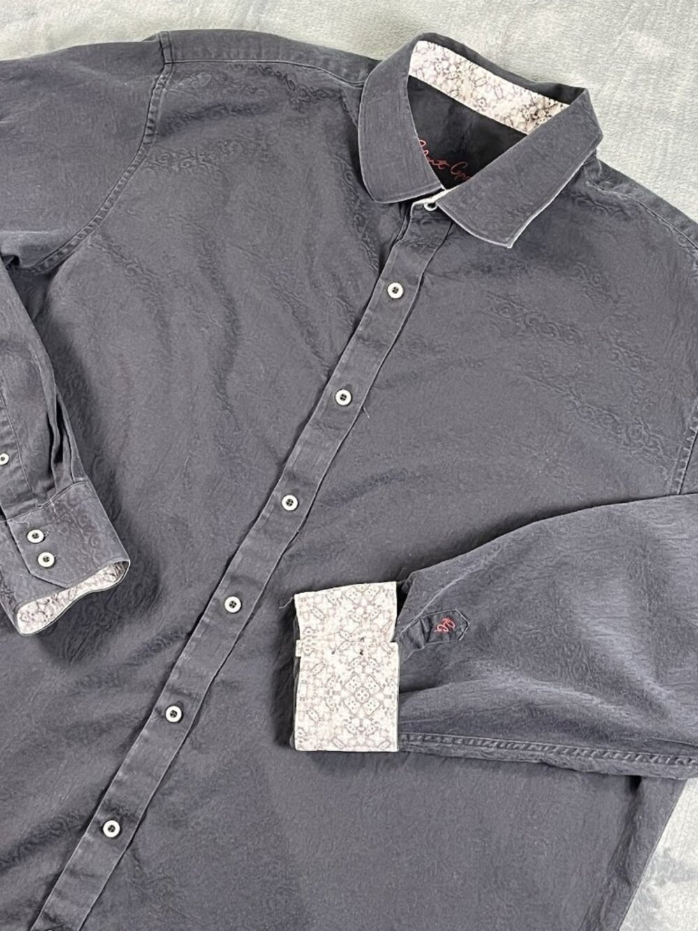 Robert Graham Shirt Mens 2XLT Black Paisley 100% Cotton Long Sleeve Button Up
